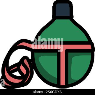 Icon Of Touristic Flask. Editable Bold Outline With Color Fill Design. Vector Illustration. Stock Vector
