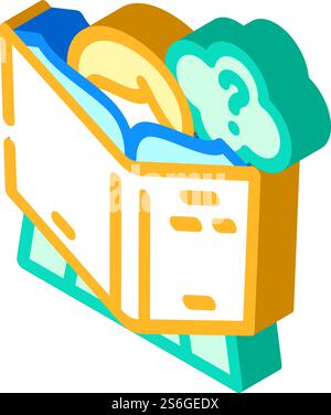 reading self study isometric icon vector. reading self study sign. isolated symbol illustration. reading self study isometric icon vector illustration Stock Vector