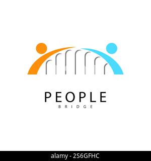 bridge people logo icon vector illustration Stock Vector
