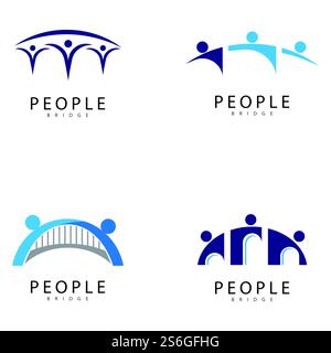 bridge people logo icon vector illustration Stock Vector
