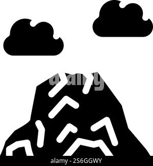 volcano mountain glyph icon vector. volcano mountain sign. isolated contour symbol black illustration. volcano mountain glyph icon vector illustration black Stock Vector