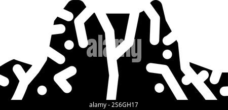 caldera volcano glyph icon vector. caldera volcano sign. isolated contour symbol black illustration. caldera volcano glyph icon vector illustration black Stock Vector