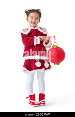 Cute girl holding traditional Chinese lantern Stock Photo