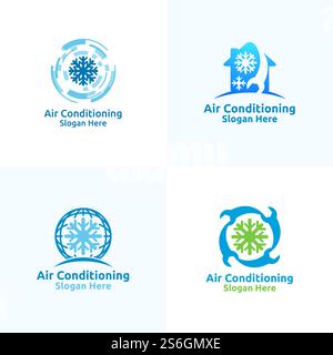 Air Conditioning and Heating Services Logo Design Stock Vector