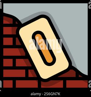 Icon Of Plastered Brick Wall. Editable Bold Outline With Color Fill Design. Vector Illustration. Stock Vector