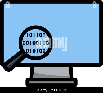 Data Analysing Icon. Editable Bold Outline With Color Fill Design. Vector Illustration. Stock Vector