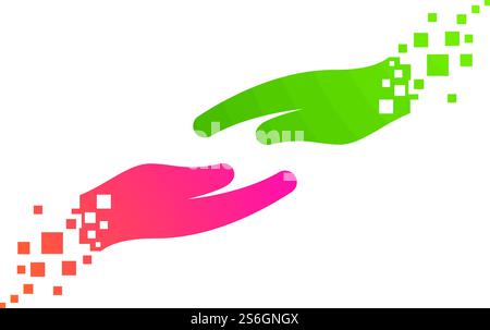 Hand pixel art logo illustration vector design Stock Vector