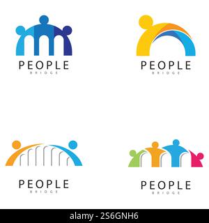 bridge people logo icon vector illustration Stock Vector