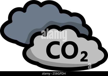 CO 2 Cloud Icon. Editable Bold Outline With Color Fill Design. Vector Illustration. Stock Vector