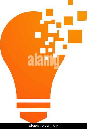 Pixel art Bulb technology ilustration logo vector design Stock Vector