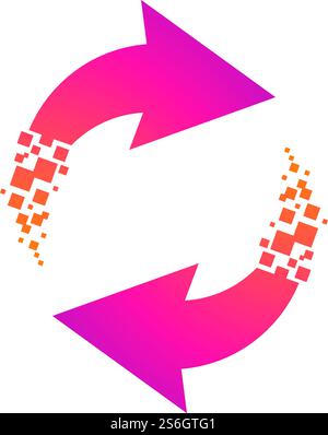 Pixel arrow technology logo illustration Stock Vector