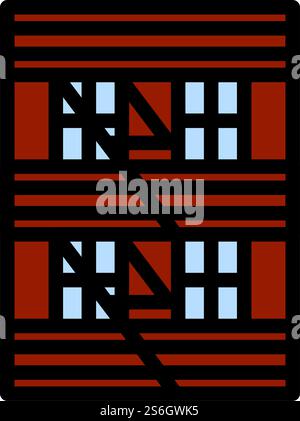 Emergency Fire Ladder Icon. Editable Bold Outline With Color Fill Design. Vector Illustration. Stock Vector