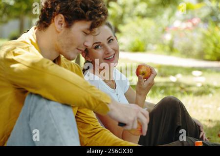 Happy Couple Spending Time Outdoors Stock Photo
