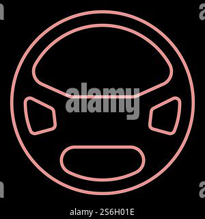 Neon steering wheel it is the red color vector illustration flat style light image. Neon steering wheel the red color vector illustration flat style image Stock Vector