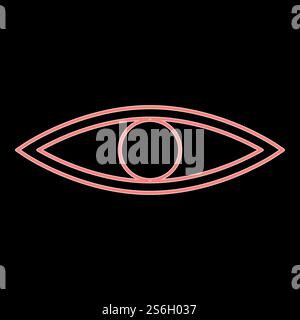 Neon eye it is the red color vector illustration flat style light image. Neon eye the red color vector illustration flat style image Stock Vector