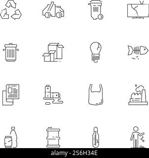 Recycling icon. Garbage plastic bottles recycled symbols rubbish paper vector pictograms collection. Garbage waste, plastic and paper, recycle trash illustration. Recycling icon. Garbage plastic bottles recycled symbols rubbish paper vector pictograms collection Stock Vector