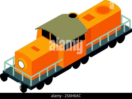 Engine train icon. Isometric of Engine train vector icon for web design isolated on white background. Engine train icon, isometric style Stock Vector