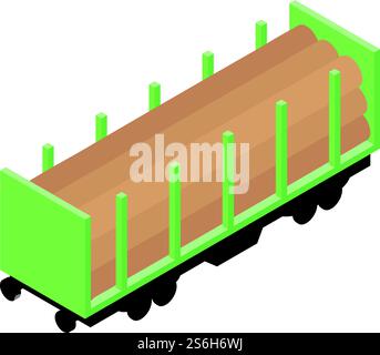 Train wood wagon icon. Isometric of Train wood wagon vector icon for ...