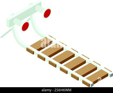 Railway icon. Isometric of Railway vector icon for web design isolated on white background. Railway icon, isometric style Stock Vector