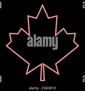 Neon maple leaf it is the red color vector illustration flat style light image. Neon maple leaf the red color vector illustration flat style image Stock Vector