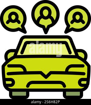 Rent car sharing icon. Outline Rent car sharing vector icon for web design isolated on white background. Rent car sharing icon, outline style Stock Vector