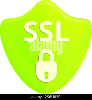 Https ssl certificate icon. Cartoon of Https ssl certificate vector icon for web design isolated on white background. Https ssl certificate icon, cartoon style Stock Vector