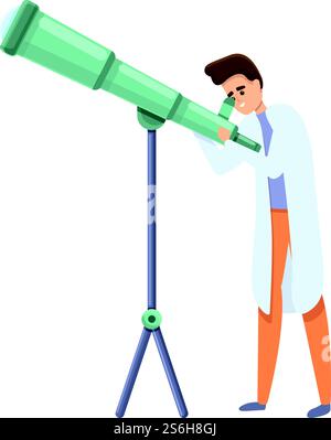 Telescope research scientist icon. Cartoon of Telescope research ...