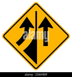 Warning road sign merging from the Left Stock Vector