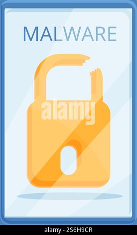 Detect malware phone icon. Cartoon of Detect malware phone vector icon for web design isolated on white background. Detect malware phone icon, cartoon style Stock Vector