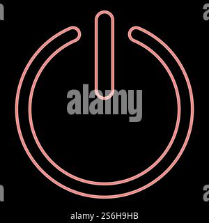 Neon button turn on or off icon. the red color vector illustration flat ...