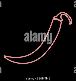 Neon pepper it is the red color vector illustration flat style light image. Neon pepper the red color vector illustration flat style image Stock Vector