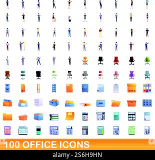 100 office work icons set, cartoon style Stock Vector Image & Art - Alamy
