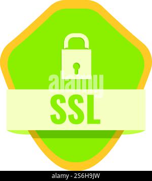 Ssl certificate icon. Cartoon of Ssl certificate vector icon for web design isolated on white background. Ssl certificate icon, cartoon style Stock Vector