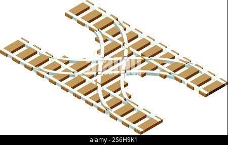 Railway intersection icon. Isometric of Railway intersection vector icon for web design isolated on white background. Railway intersection icon, isometric style Stock Vector