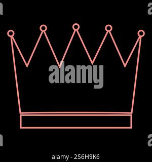 Neon crown it is the red color vector illustration flat style light image. Neon crown the red color vector illustration flat style image Stock Vector