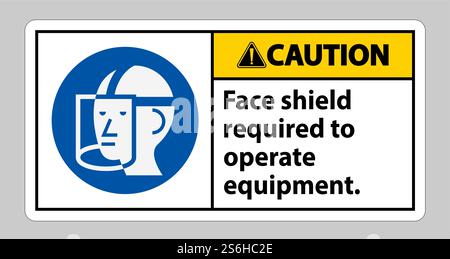 Caution Sign Face Shield Required to Operate Equipment Stock Vector