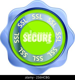 Secure ssl certificate icon. Cartoon of Secure ssl certificate vector icon for web design isolated on white background. Secure ssl certificate icon, cartoon style Stock Vector