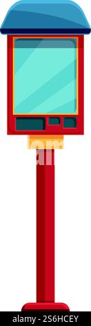 Paid parking payment terminal icon. Cartoon of Paid parking payment terminal vector icon for web design isolated on white background. Paid parking payment terminal icon, cartoon style Stock Vector