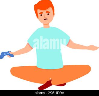 Kids playing video games icon. Cartoon of Kids playing video games vector icon for web design isolated on white background. Kids playing video games icon, cartoon style Stock Vector