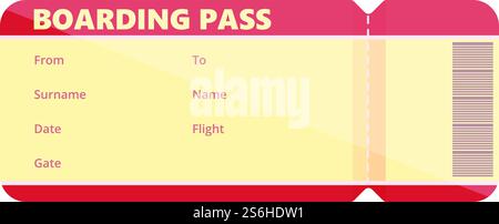 Fly boarding pass icon. Cartoon of Fly boarding pass vector icon for web design isolated on white background. Fly boarding pass icon, cartoon style Stock Vector