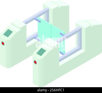 Railway station barrier icon. Isometric of Railway station barrier vector icon for web design isolated on white background. Railway station barrier icon, isometric style Stock Vector