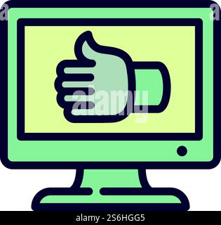Computer online vote icon. Outline Computer online vote vector icon for web design isolated on white background. Computer online vote icon, outline style Stock Vector