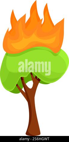 Burning tree icon. Cartoon of Burning tree vector icon for web design isolated on white background. Burning tree icon, cartoon style Stock Vector