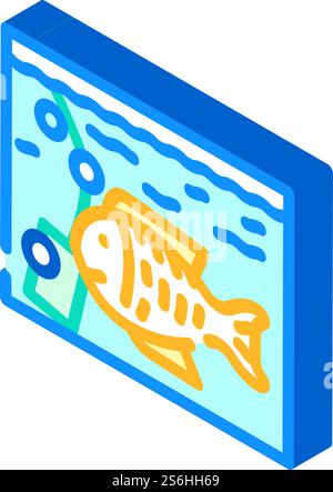 aquarium with fish isometric icon vector. aquarium with fish sign. isolated symbol illustration. aquarium with fish isometric icon vector illustration Stock Vector