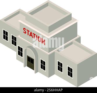 Arabic railway station icon. Isometric of Arabic railway station vector icon for web design isolated on white background. Arabic railway station icon, isometric style Stock Vector