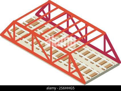 Railway double line icon. Isometric of Railway double line vector icon for web design isolated on white background. Railway double line icon, isometric style Stock Vector
