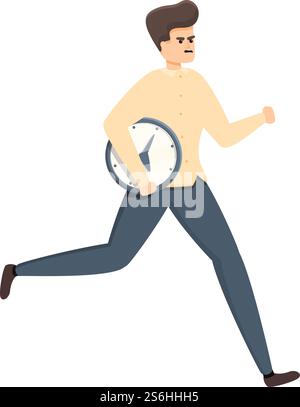 Rush job wall clock icon. Cartoon of Rush job wall clock vector icon for web design isolated on white background. Rush job wall clock icon, cartoon style Stock Vector