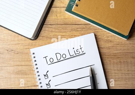 A notebook with the words "To Do List" written on it. Planning and organization concept. Stock Photo
