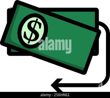 Cash Back Dollar Banknotes Icon. Editable Bold Outline With Color Fill Design. Vector Illustration. Stock Vector