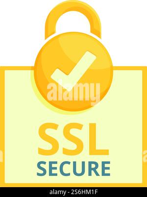 Padlock secure ssl certificate icon. Cartoon of Padlock secure ssl certificate vector icon for web design isolated on white background. Padlock secure ssl certificate icon, cartoon style Stock Vector